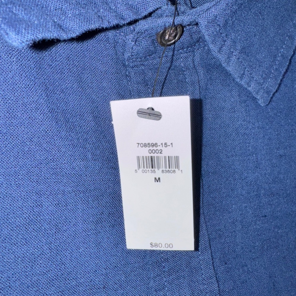 Banana Republic Slim Linen Blend Shirt Mens Long Sleeve Blue Medium NEW - Picture 4 of 8